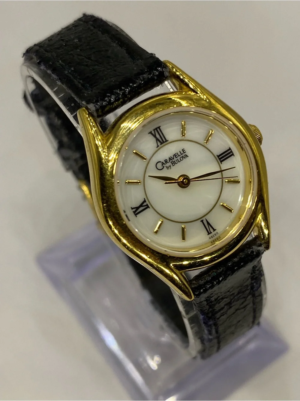Caravelle ^^^  Gold-Tone Watch /  Black Strap * Luxury ***